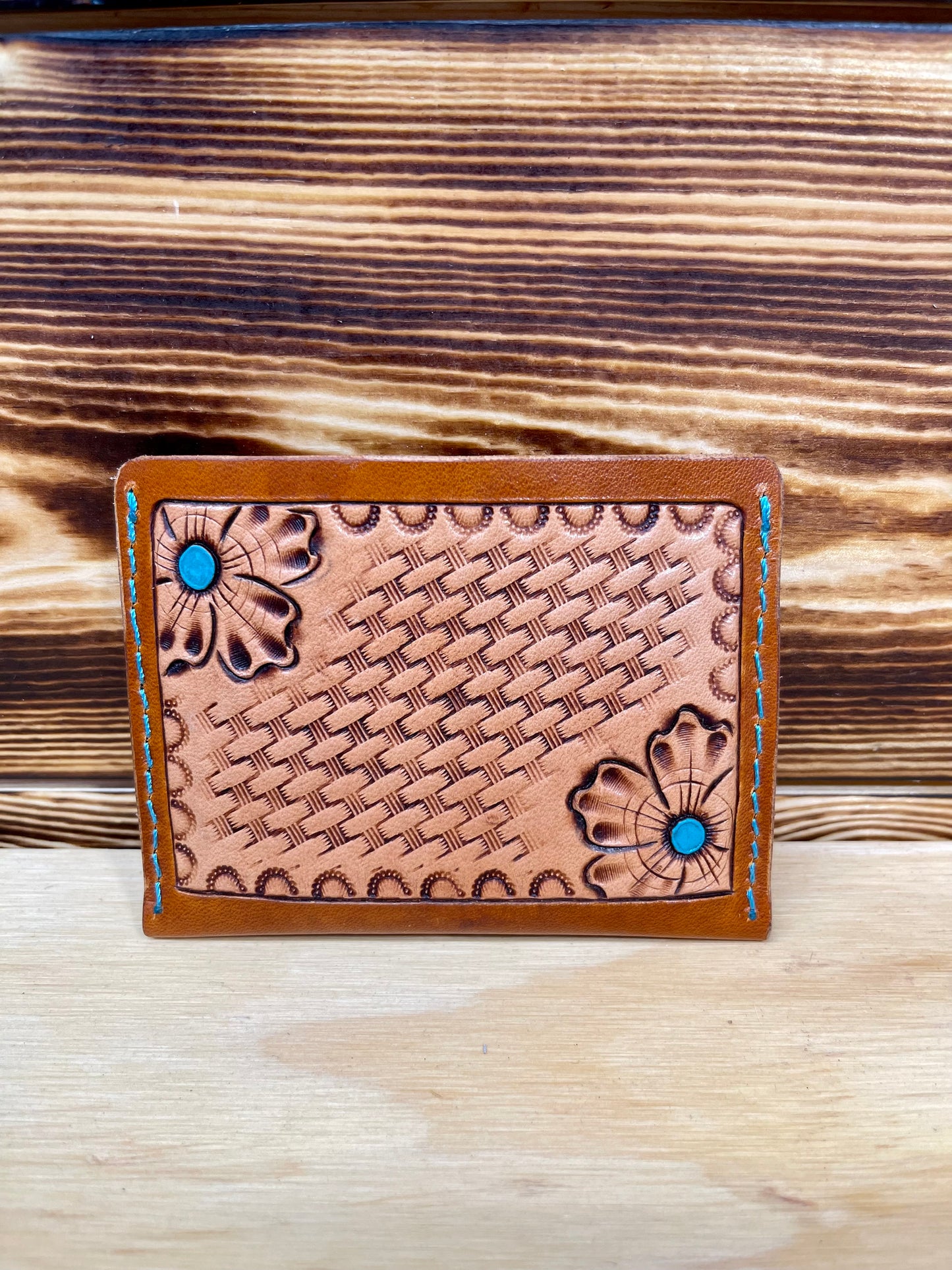 Floral Tooled Cardholder Wallet