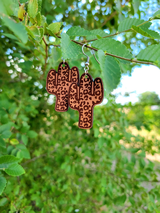 Leopard Cactus Earrings