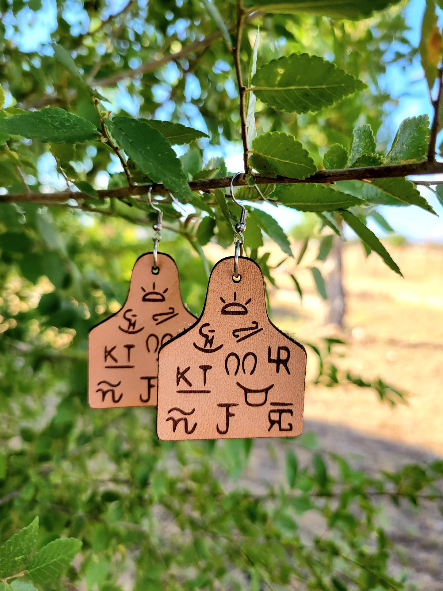 Brand Cow Tag Earrings