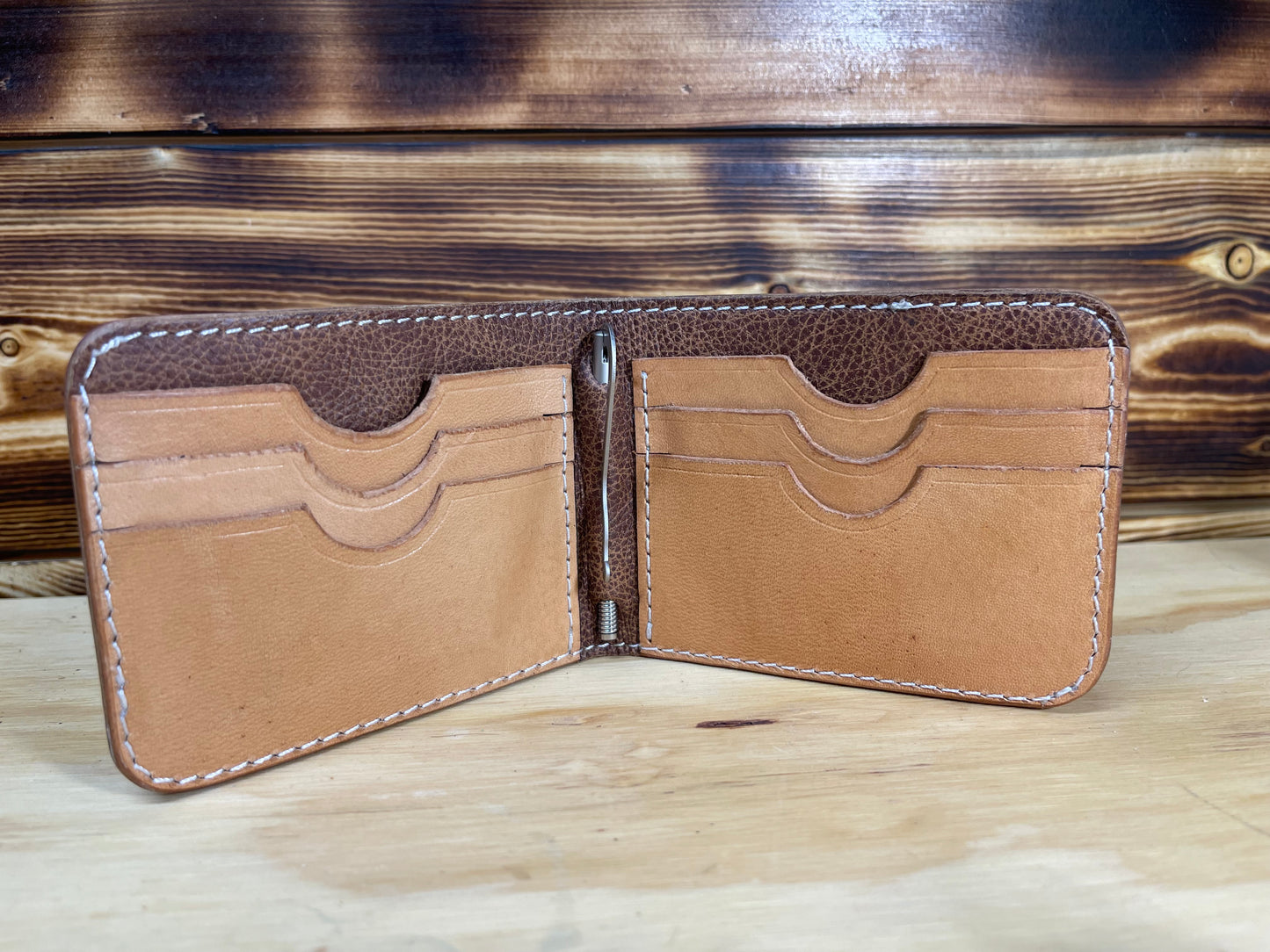 Tooled Basketweave Money Clip Wallet