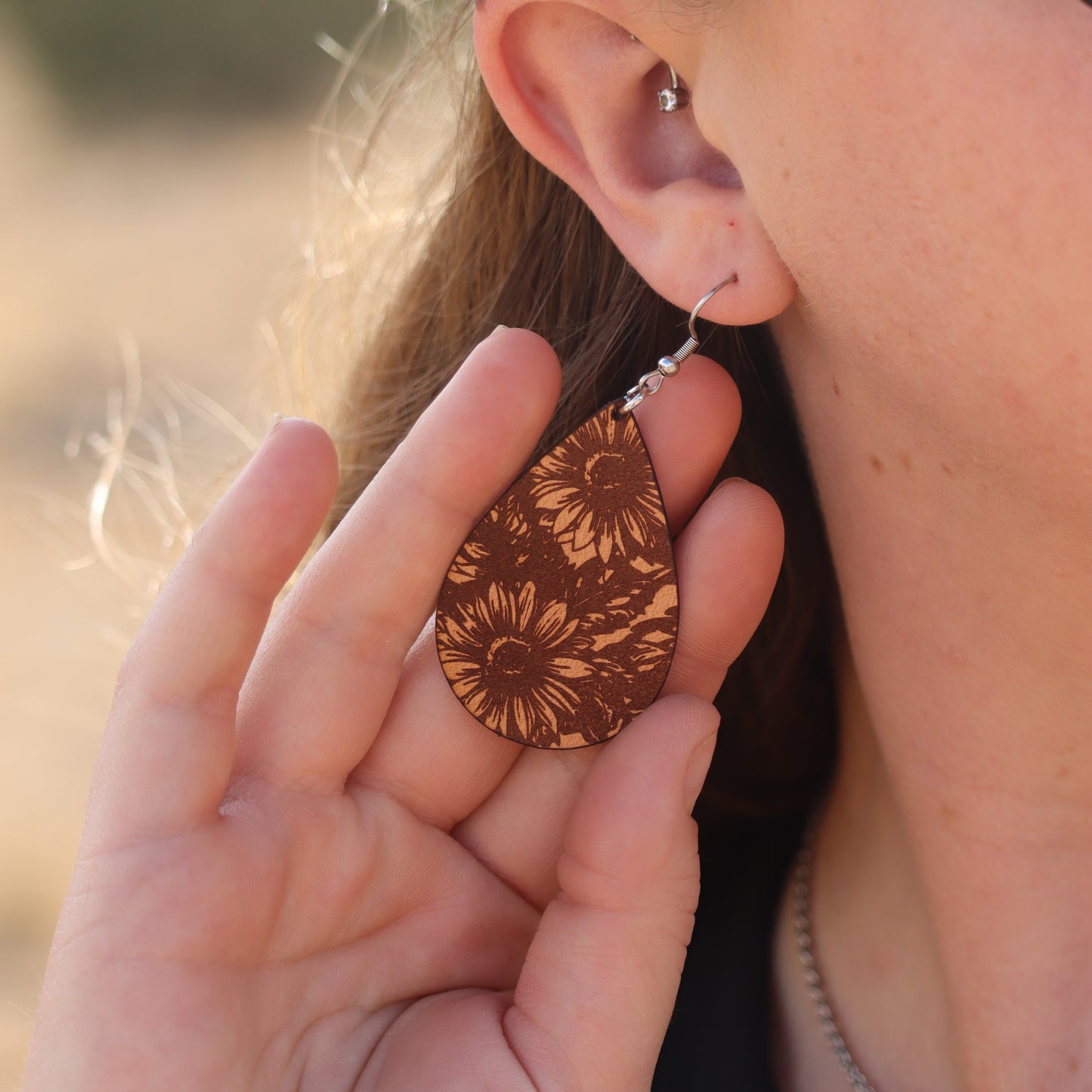 Sunflower Teardrop Earrings